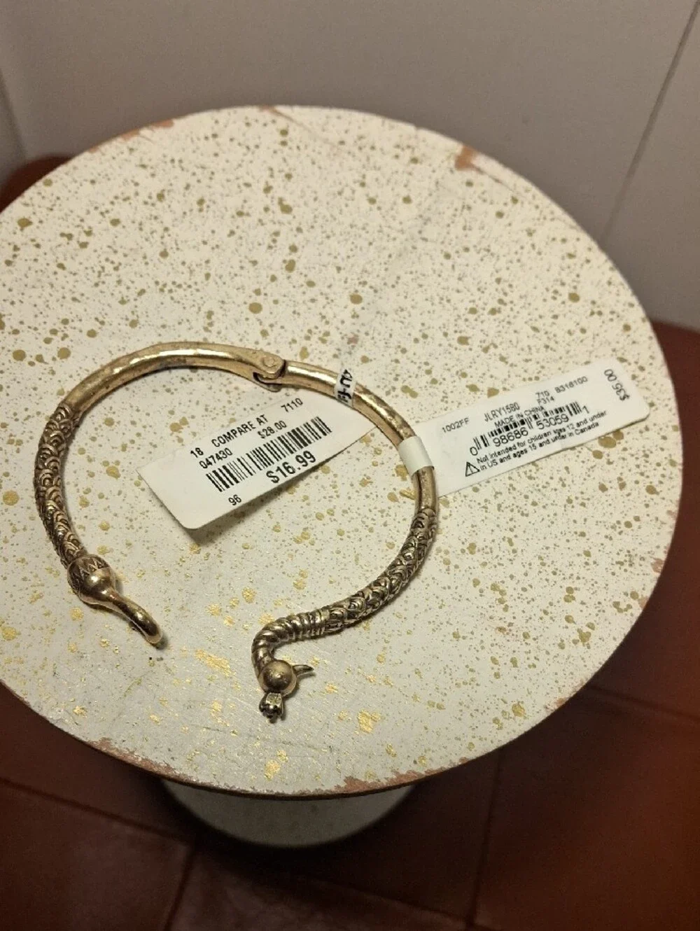 Lucky Brand Gold-Tone Peacock Hinge Bracelet with Charm